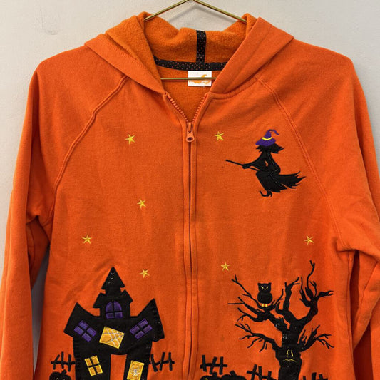 Orange/ Multi Halloween Zip Up Hoodie Small