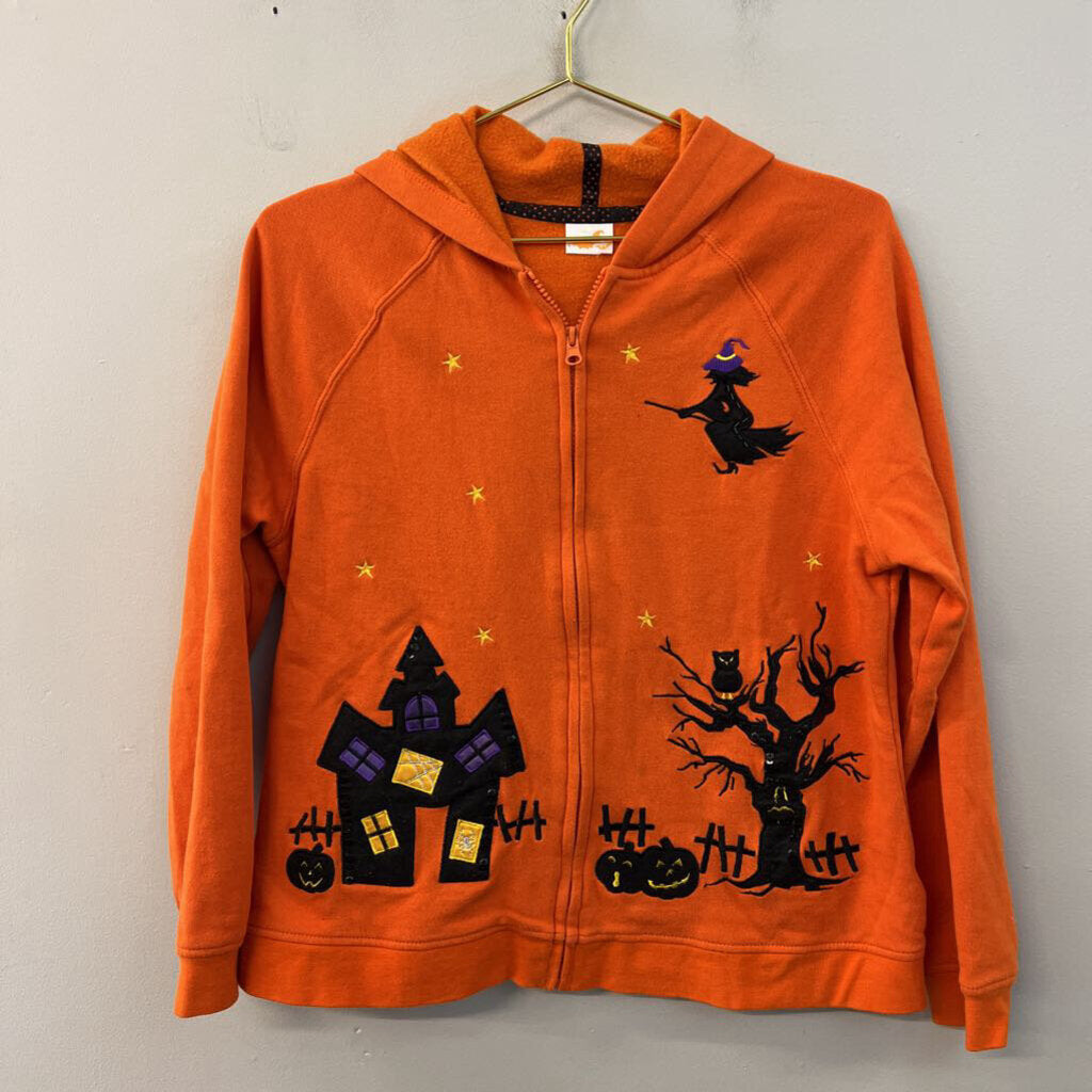 Orange/ Multi Halloween Zip Up Hoodie Small