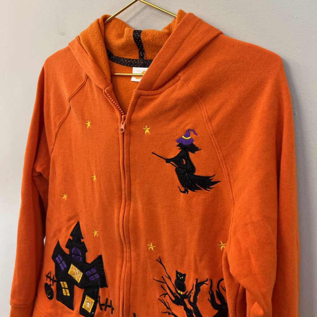 Orange/ Multi Halloween Zip Up Hoodie Small