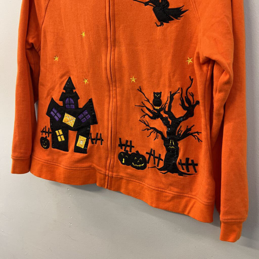 Orange/ Multi Halloween Zip Up Hoodie Small
