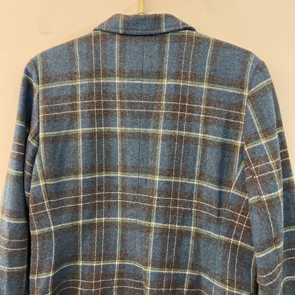 Vintage Chadwicks Blue/ Multi Plaid Wool Blend Blazer Jacket 12