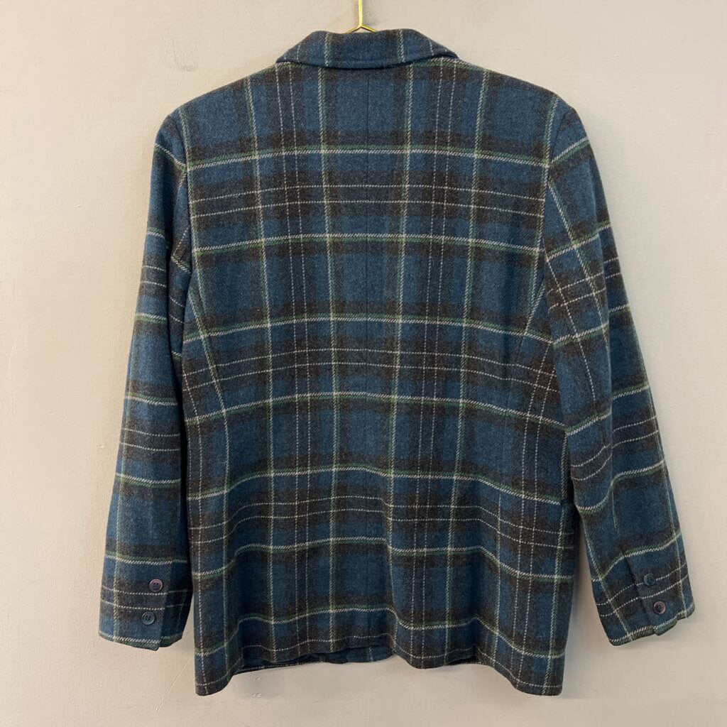 Vintage Chadwicks Blue/ Multi Plaid Wool Blend Blazer Jacket 12