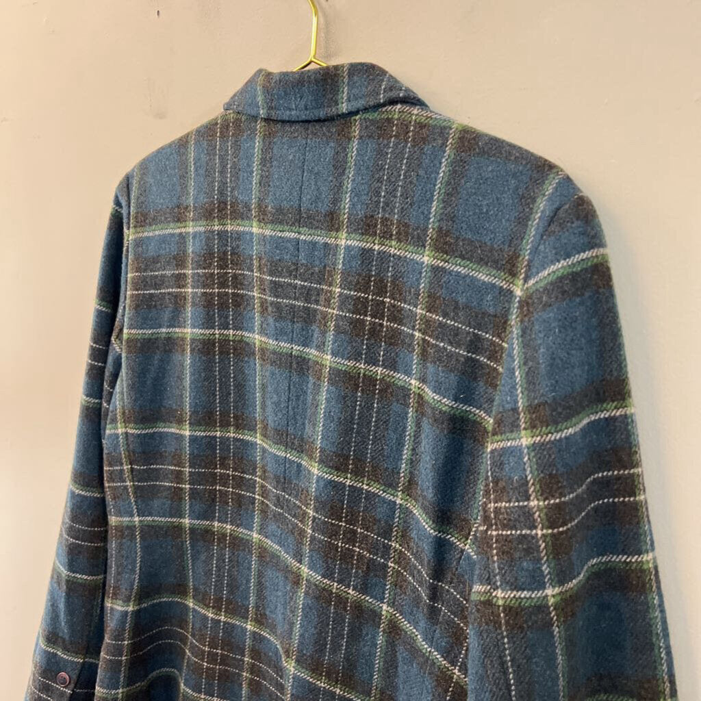 Vintage Chadwicks Blue/ Multi Plaid Wool Blend Blazer Jacket 12