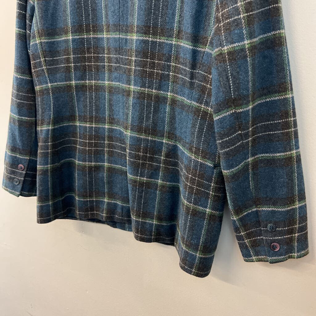 Vintage Chadwicks Blue/ Multi Plaid Wool Blend Blazer Jacket 12