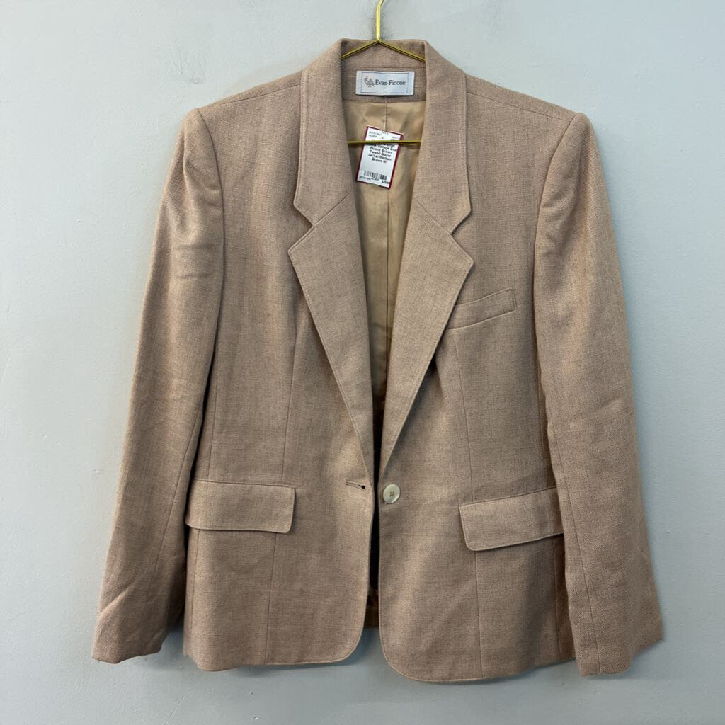 Vintage Evan Picone Brown Tweed Blazer Jacket Medium