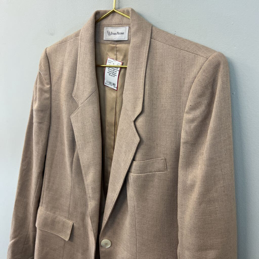 Vintage Evan Picone Brown Tweed Blazer Jacket Medium