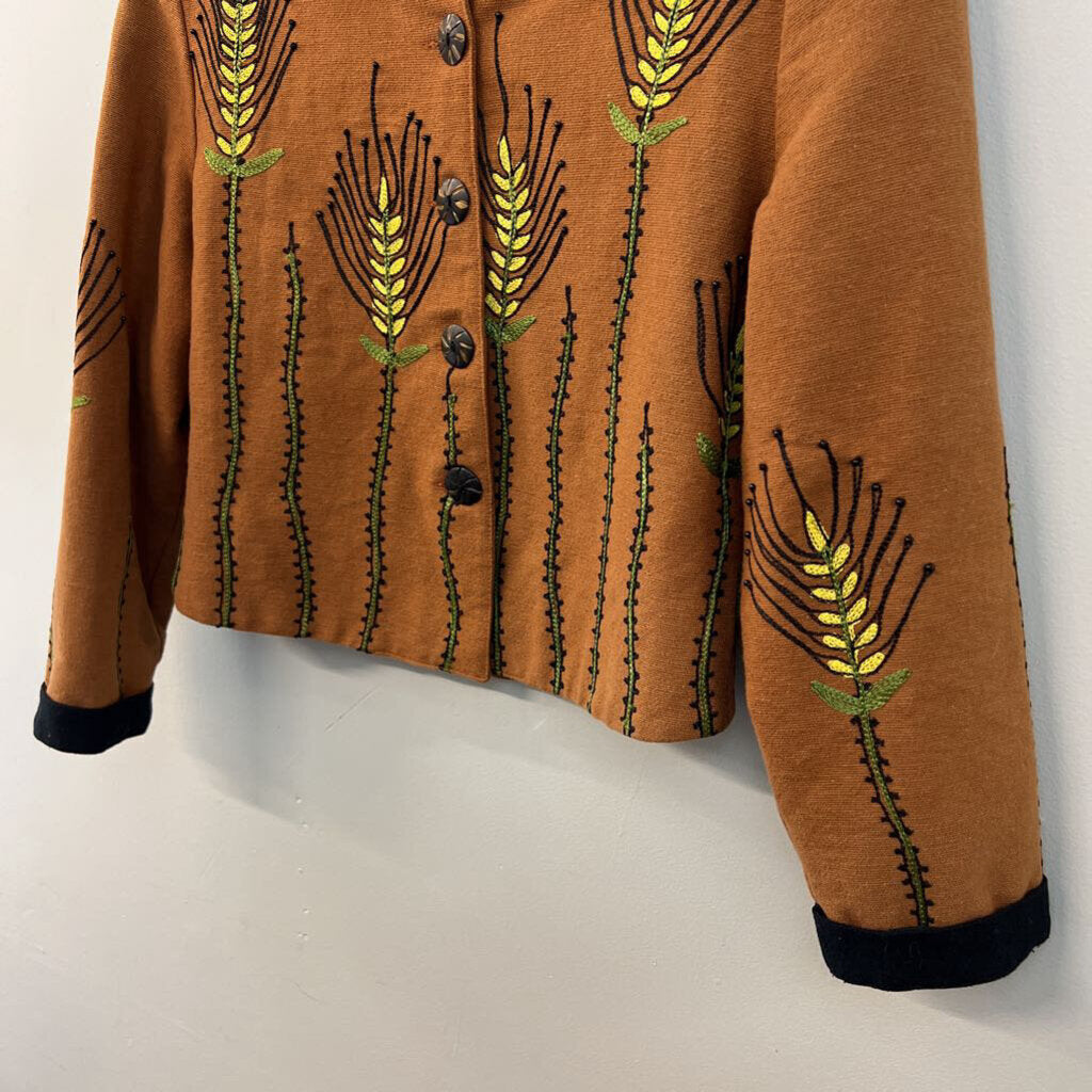 Vintage Anage Brown/ Black Embroidered Jacket Top Small