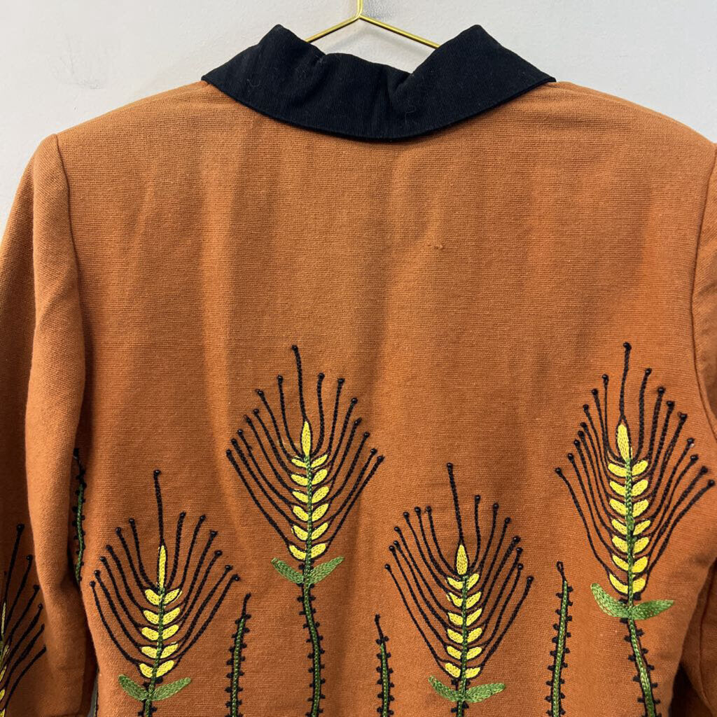 Vintage Anage Brown/ Black Embroidered Jacket Top Small