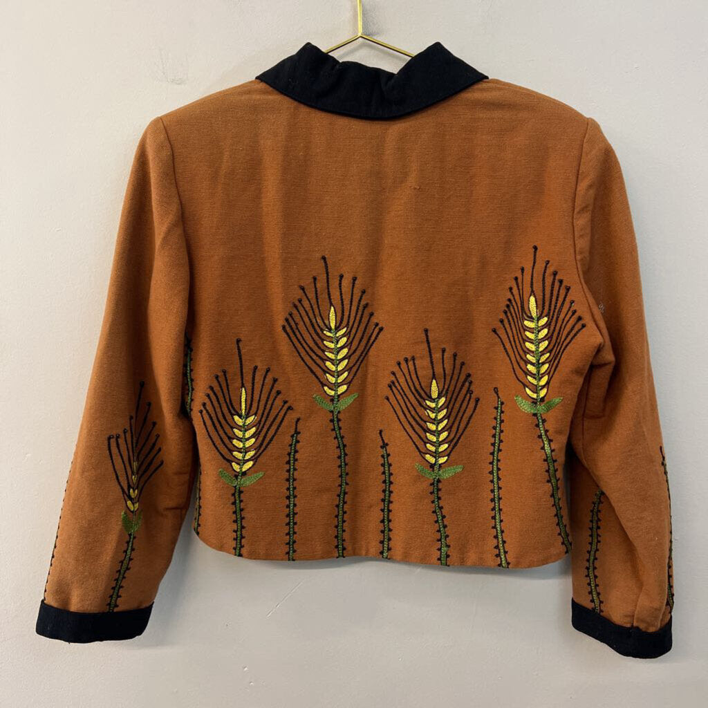 Vintage Anage Brown/ Black Embroidered Jacket Top Small