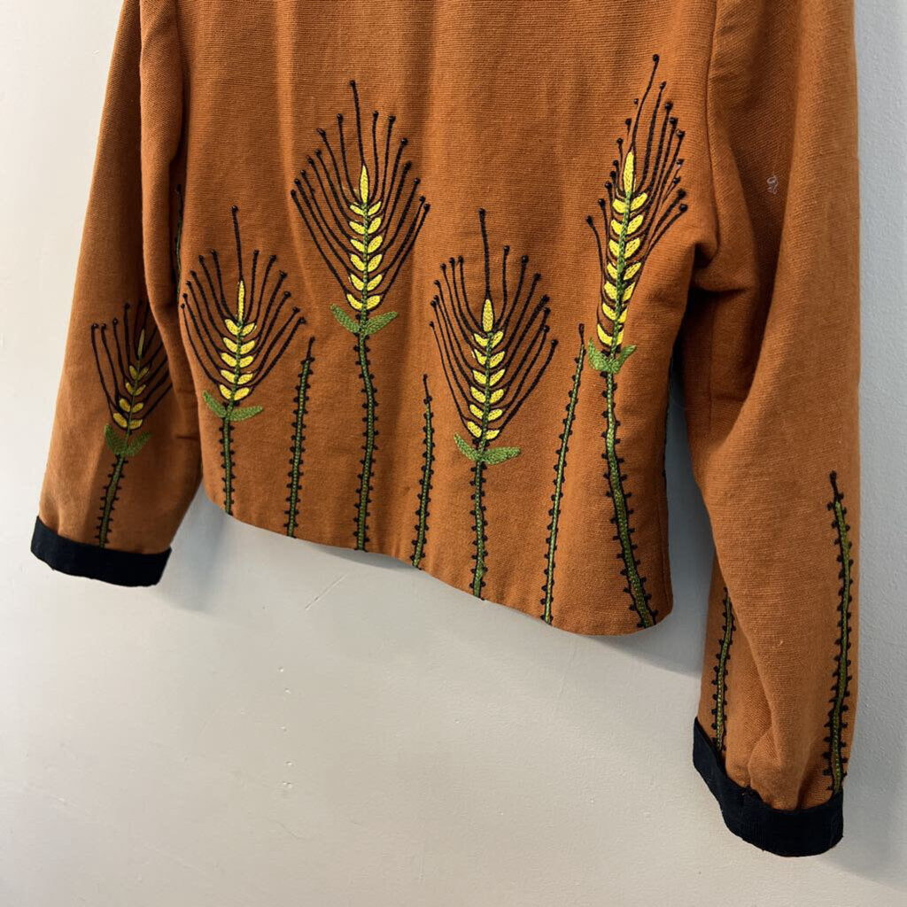 Vintage Anage Brown/ Black Embroidered Jacket Top Small