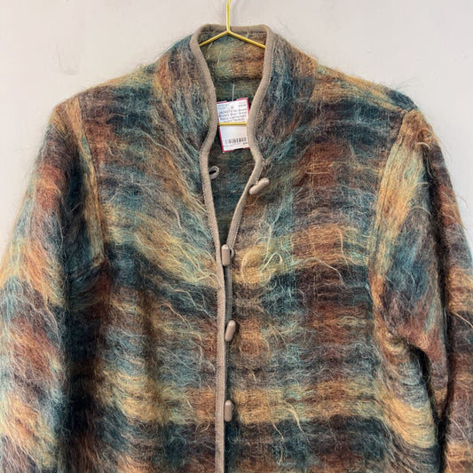 Brown/ Blue/ Green Fuzzy Lightweight Jacket Medium
