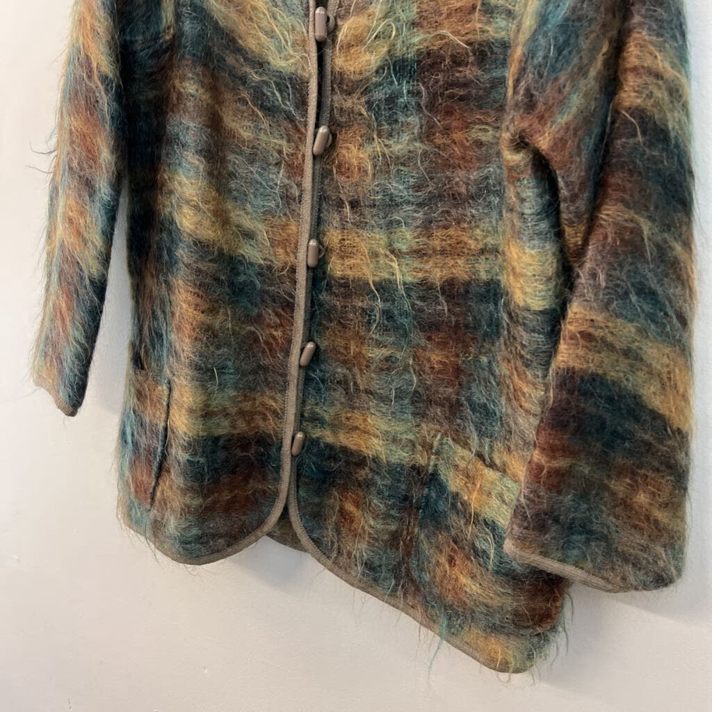 Brown/ Blue/ Green Fuzzy Lightweight Jacket Medium