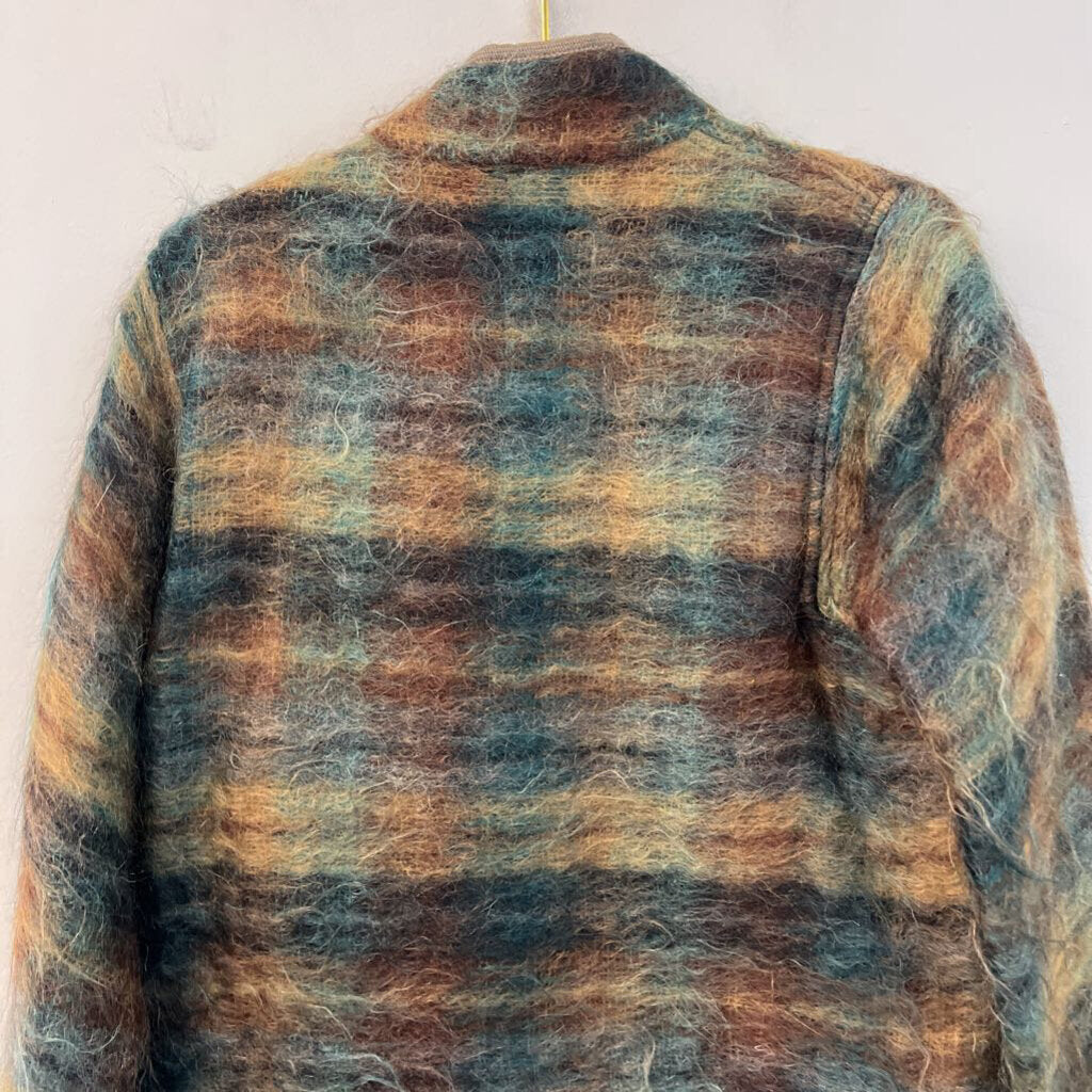 Brown/ Blue/ Green Fuzzy Lightweight Jacket Medium