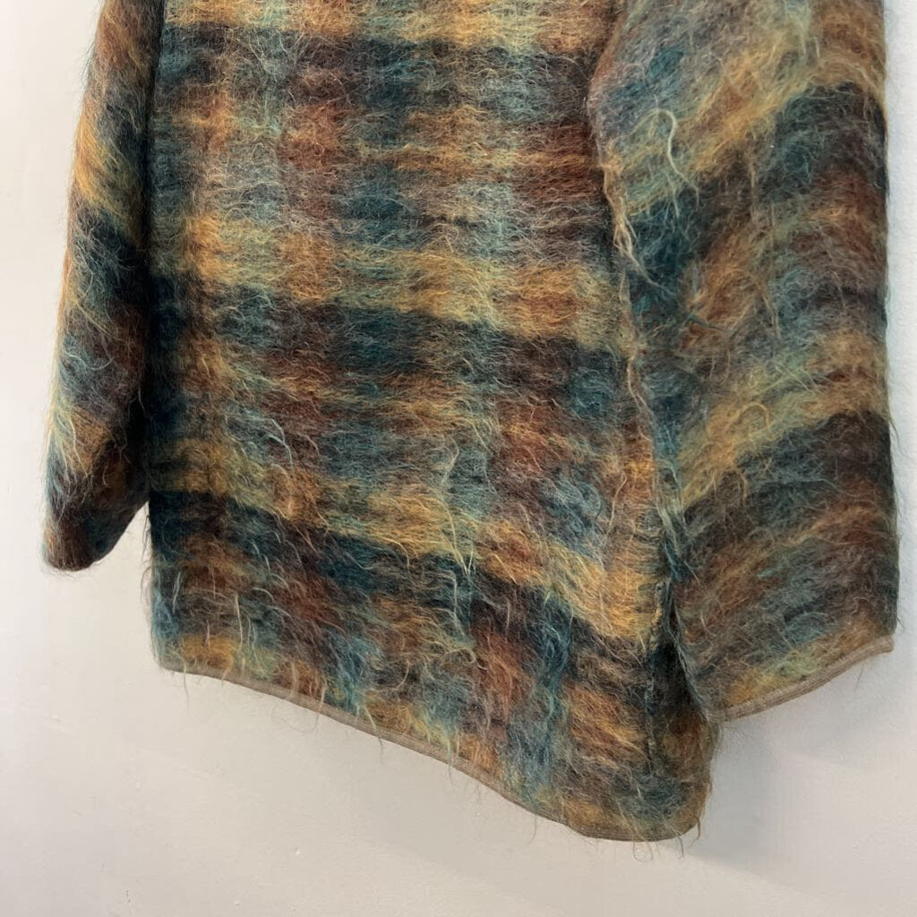 Brown/ Blue/ Green Fuzzy Lightweight Jacket Medium