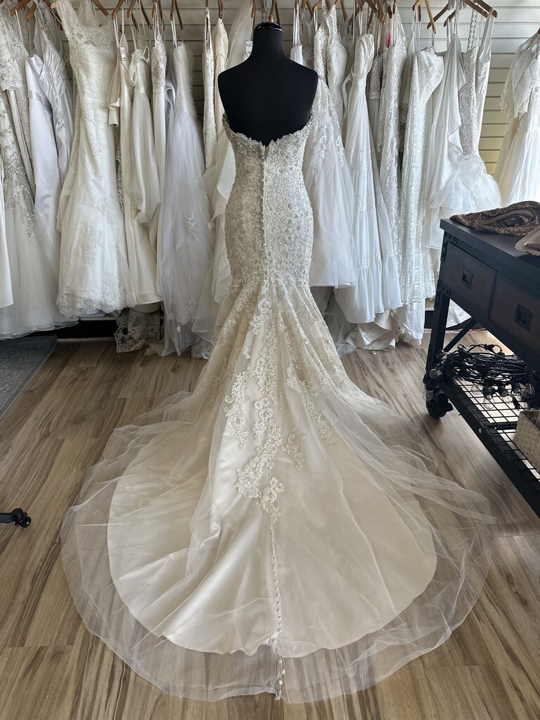 Allure Strapless Beaded Lace Wedding Dress 10