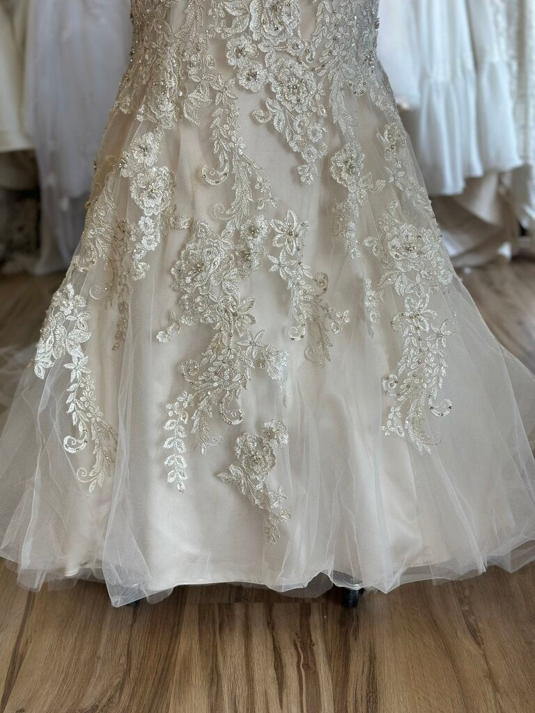 Allure Strapless Beaded Lace Wedding Dress 10