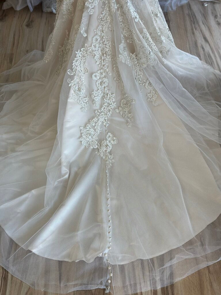 Allure Strapless Beaded Lace Wedding Dress 10