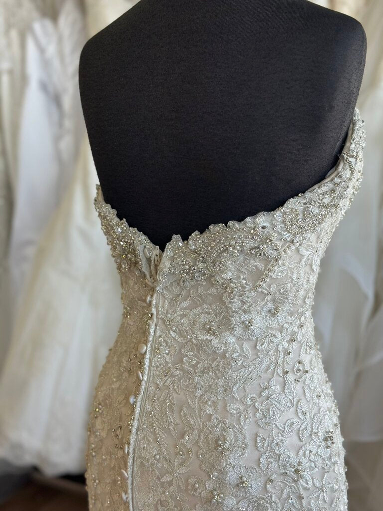 Allure Strapless Beaded Lace Wedding Dress 10