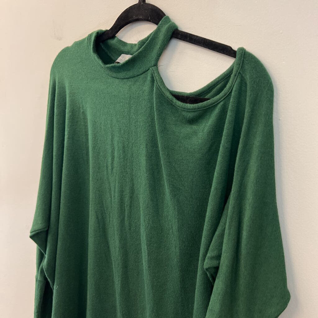 Pixi and Ivy Green High Neck Cold Shoulder Long Sleeve Sweater Top Small