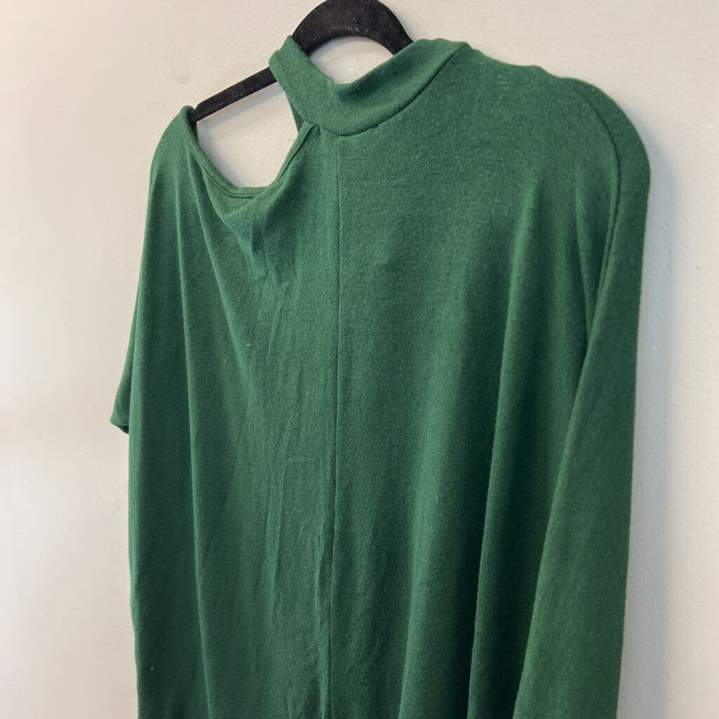 Pixi and Ivy Green High Neck Cold Shoulder Long Sleeve Sweater Top Small