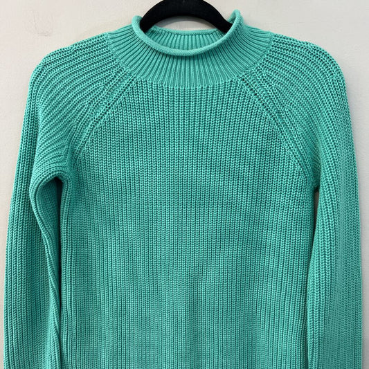 Talbots Mint Green Knit Long Sleeve Mock Neck Sweater Top Small Petite