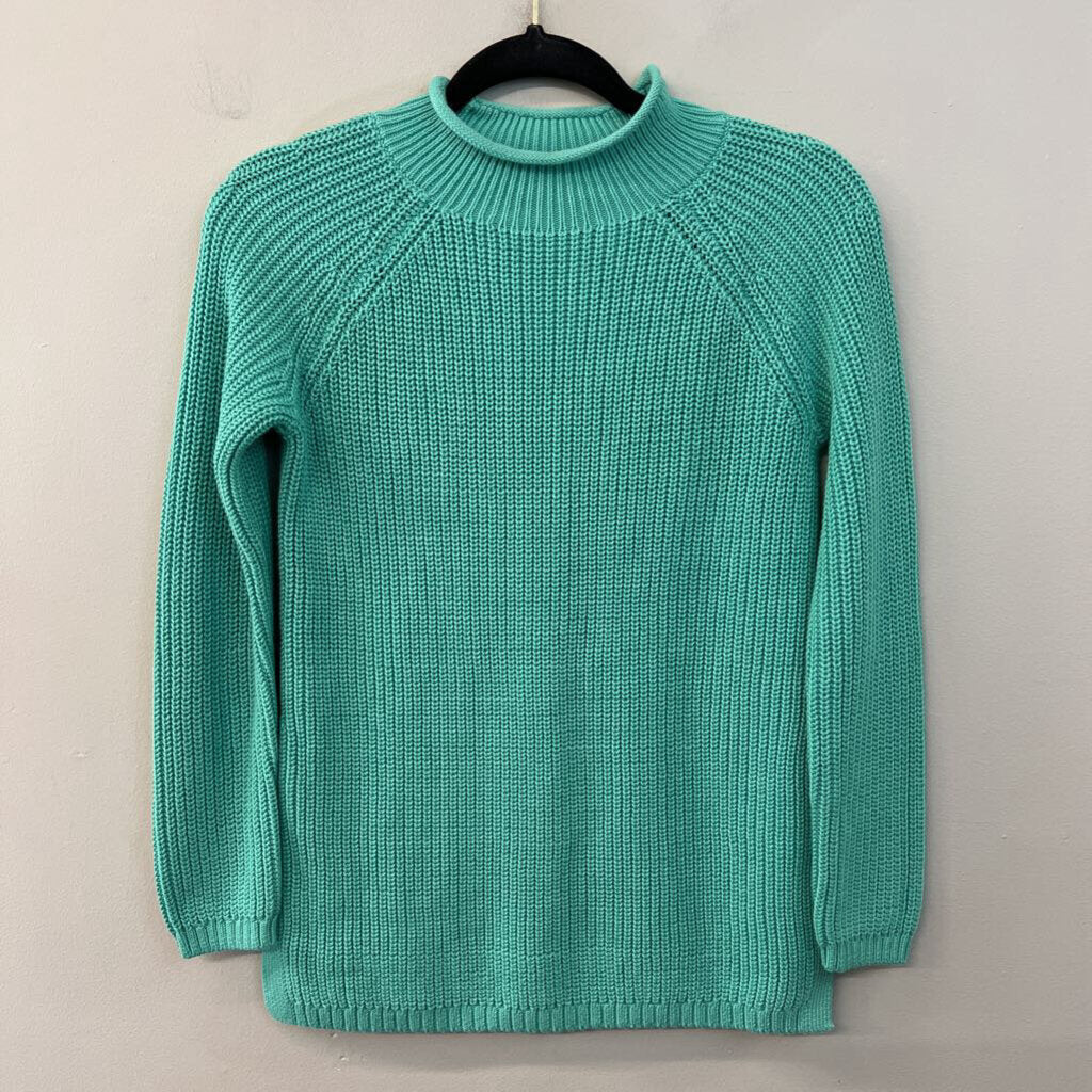 Talbots Mint Green Knit Long Sleeve Mock Neck Sweater Top Small Petite