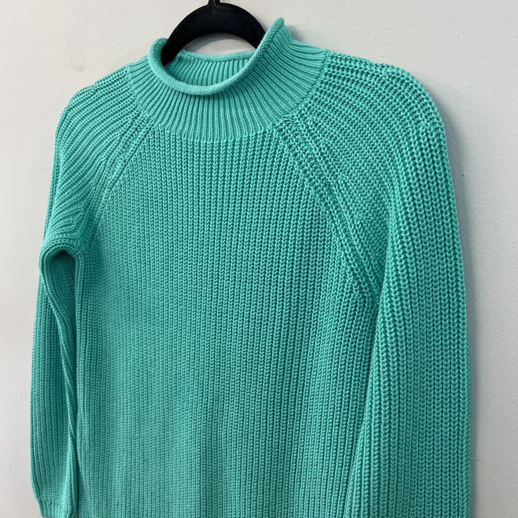Talbots Mint Green Knit Long Sleeve Mock Neck Sweater Top Small Petite