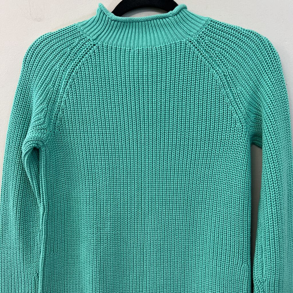 Talbots Mint Green Knit Long Sleeve Mock Neck Sweater Top Small Petite