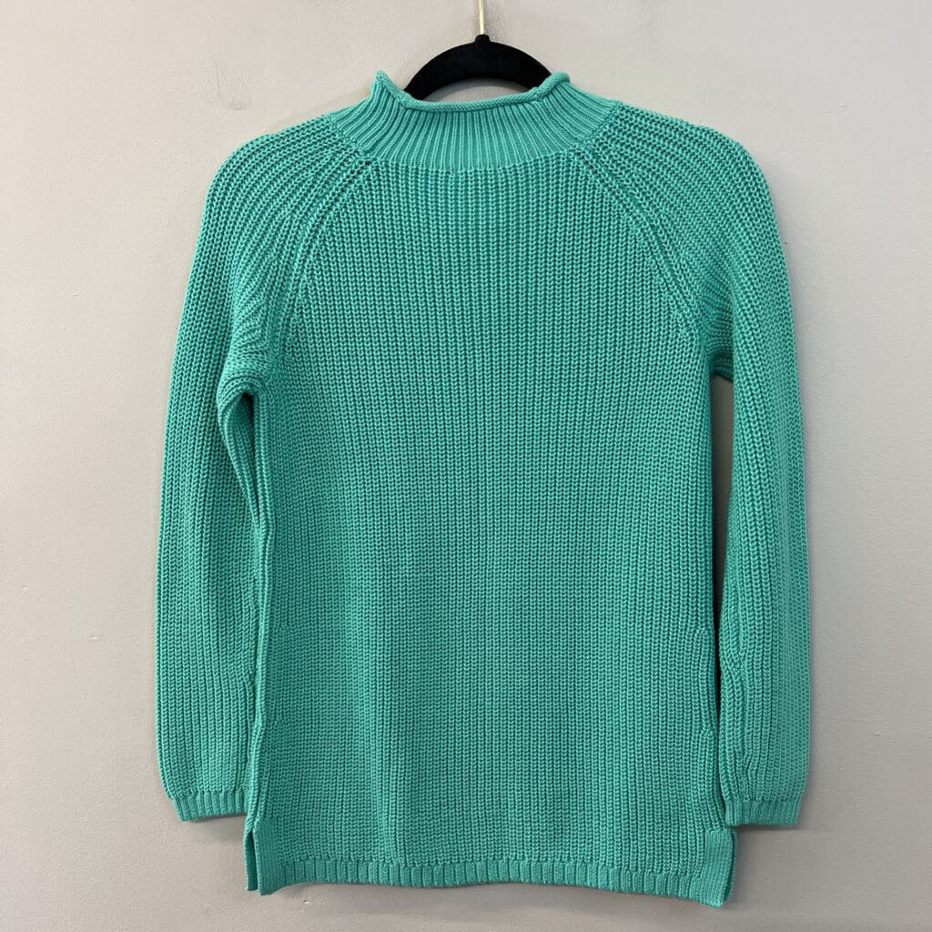 Talbots Mint Green Knit Long Sleeve Mock Neck Sweater Top Small Petite