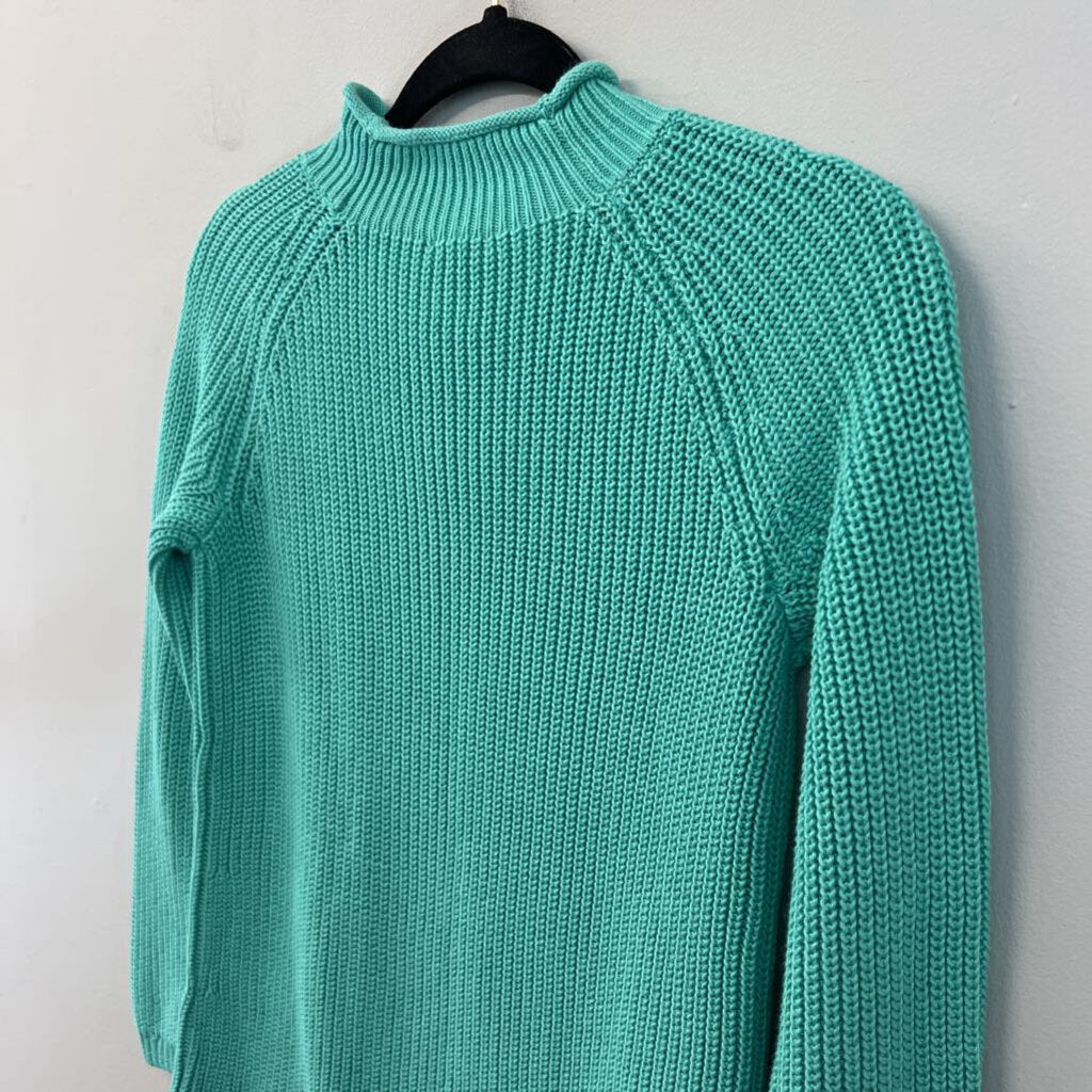 Talbots Mint Green Knit Long Sleeve Mock Neck Sweater Top Small Petite