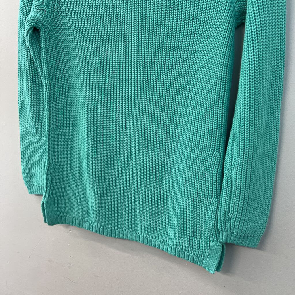 Talbots Mint Green Knit Long Sleeve Mock Neck Sweater Top Small Petite