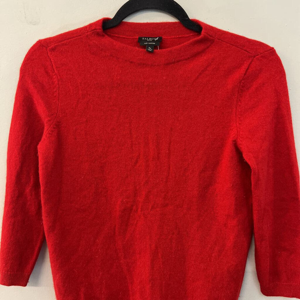 Talbots Red Cashmere Knit Long Sleeve Sweater Top Small Petite