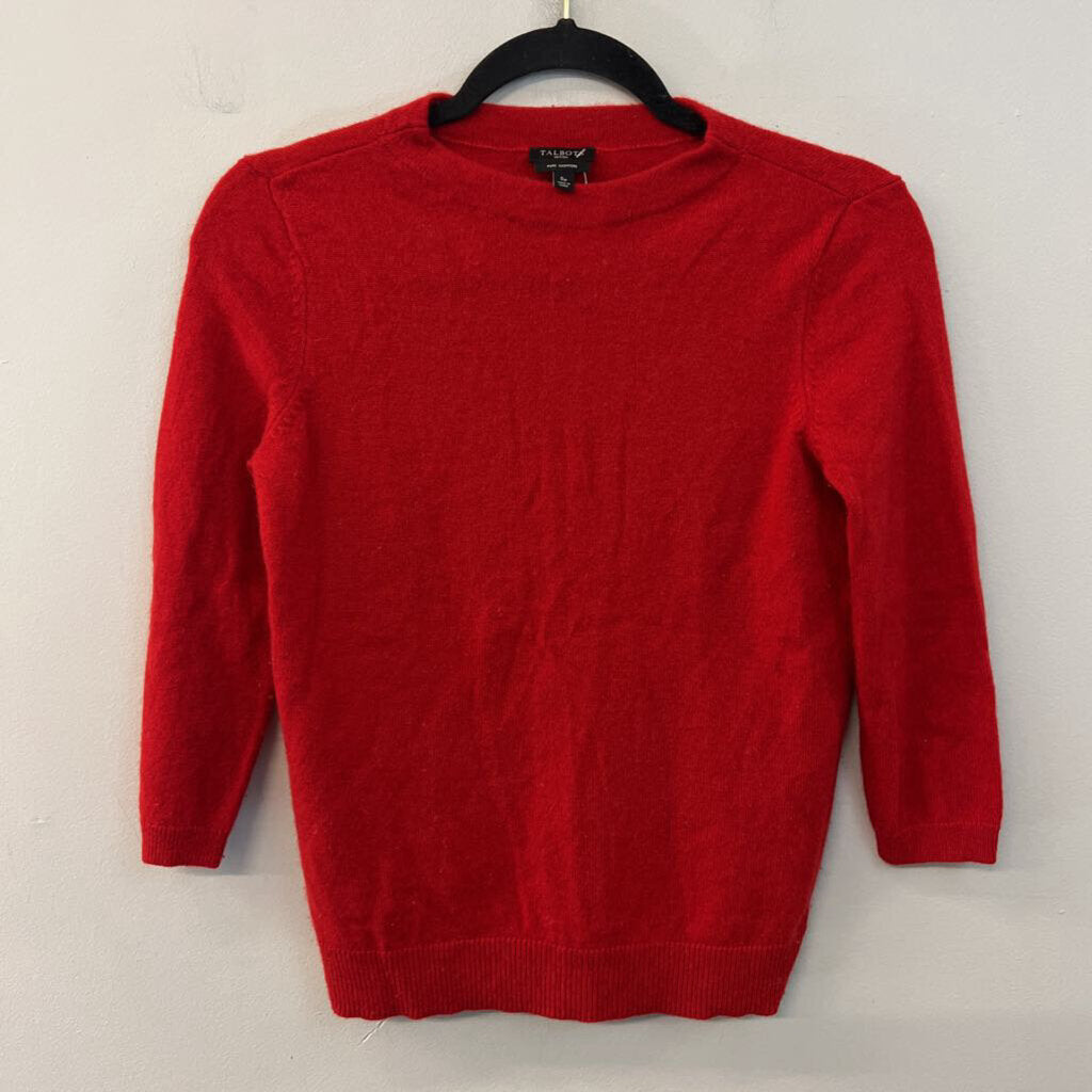 Talbots Red Cashmere Knit Long Sleeve Sweater Top Small Petite