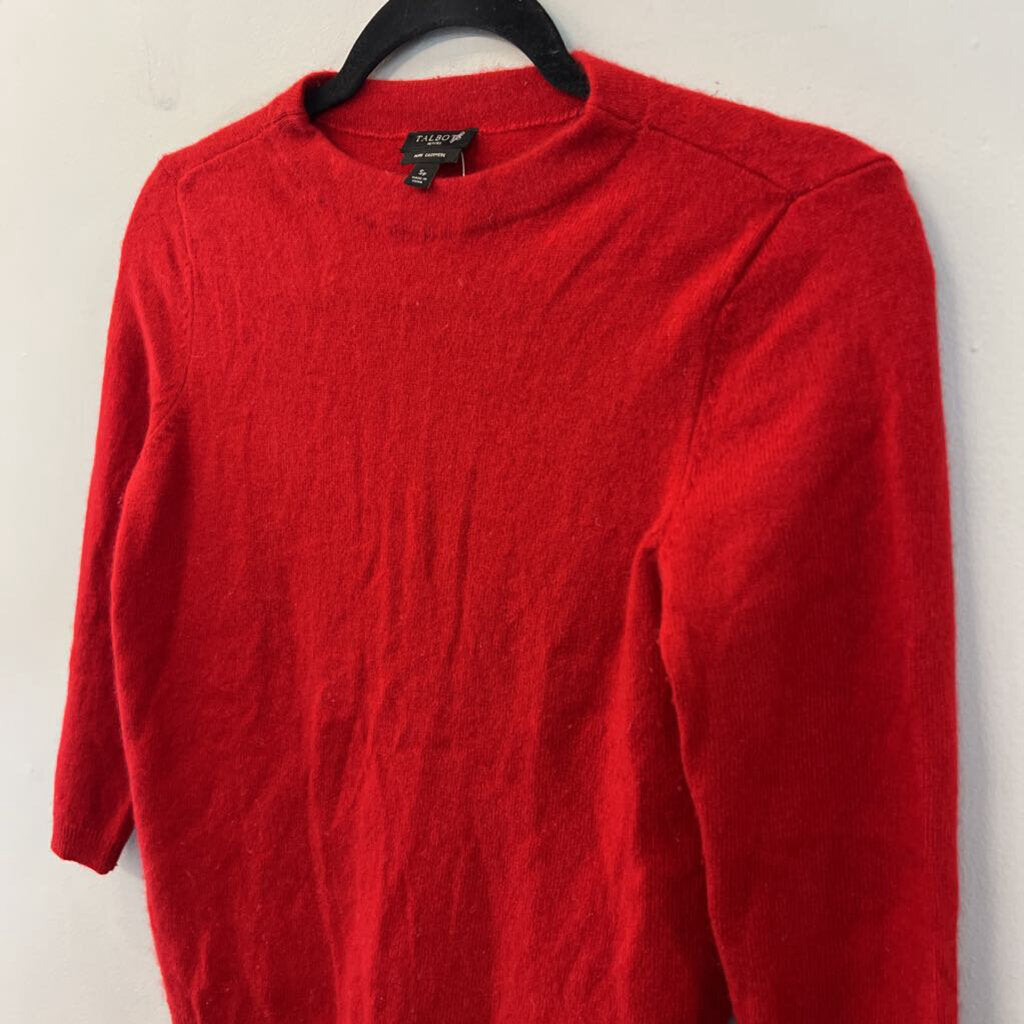 Talbots Red Cashmere Knit Long Sleeve Sweater Top Small Petite