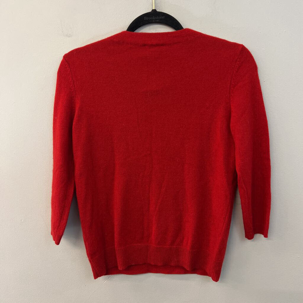 Talbots Red Cashmere Knit Long Sleeve Sweater Top Small Petite