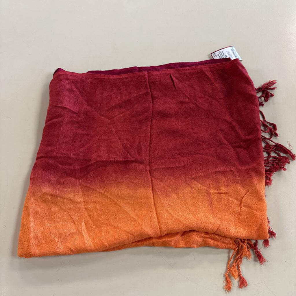 Burgundy/ Orange Print Scarf