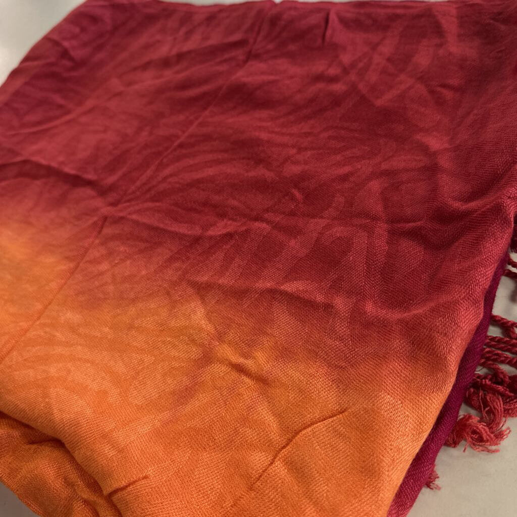 Burgundy/ Orange Print Scarf