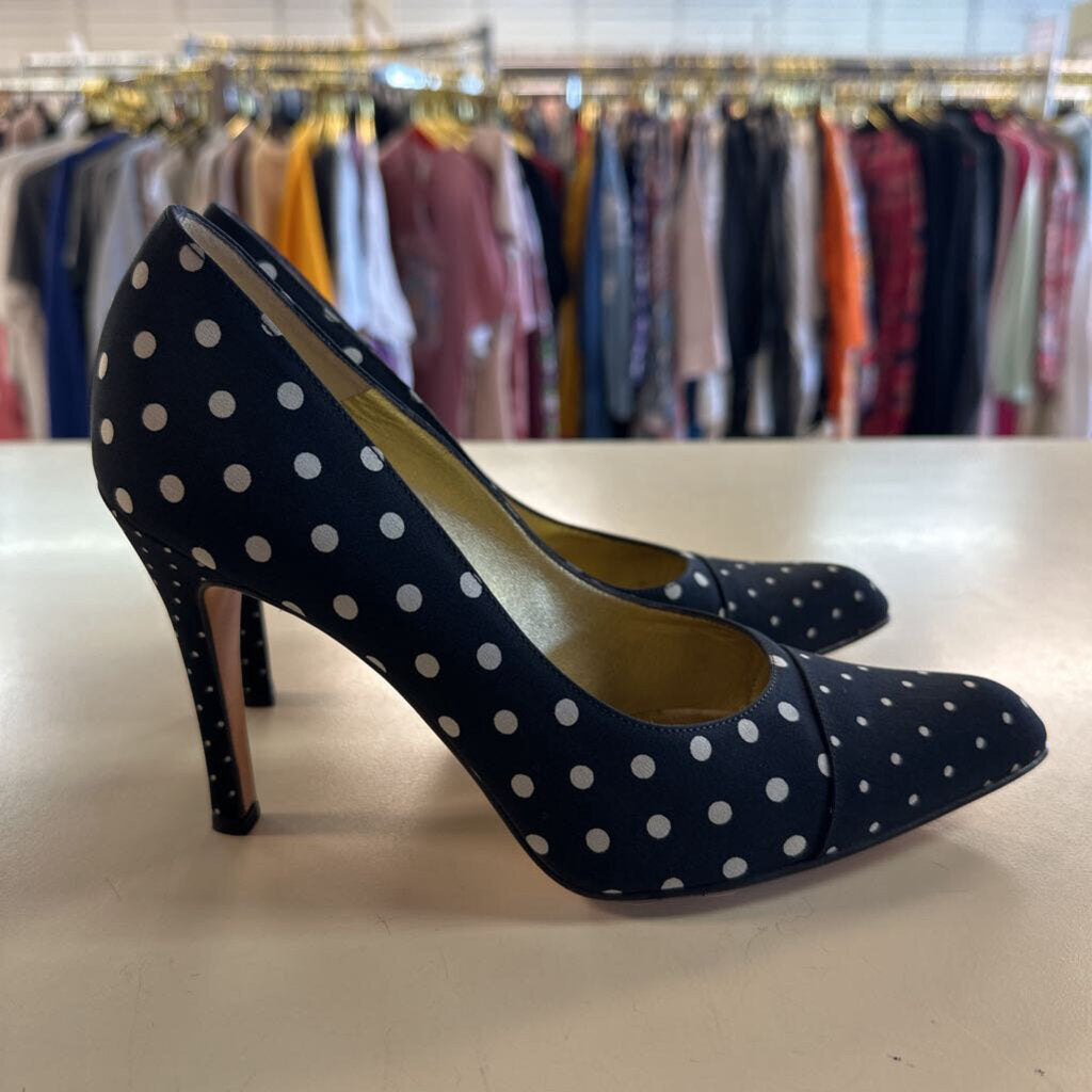 Claudio Merazzi Black/ White Polka Dot Point Toe Pump Heels 6.5