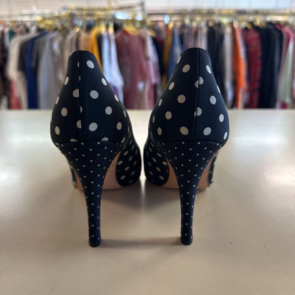 Claudio Merazzi Black/ White Polka Dot Point Toe Pump Heels 6.5