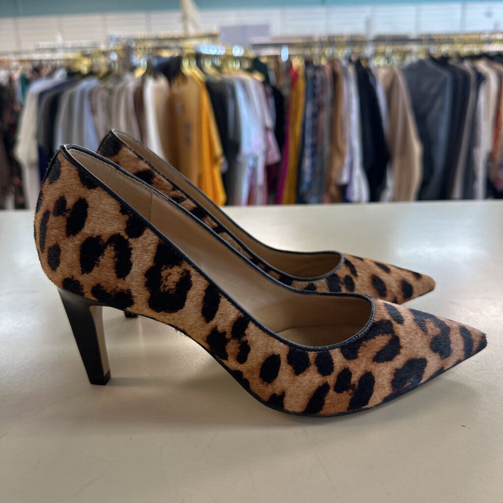 Talbots Brown/ Black Leopard Print Point Toe Pump Heels 6.5