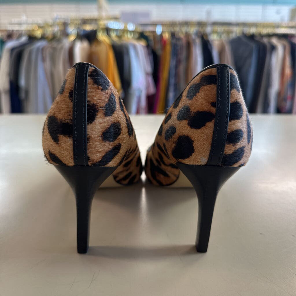 Talbots Brown/ Black Leopard Print Point Toe Pump Heels 6.5