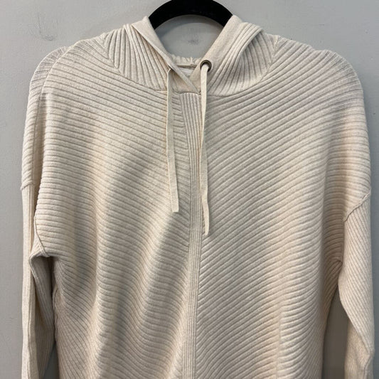 CASLON Beige Ribbed Long Sleeve Hooded Pullover Small