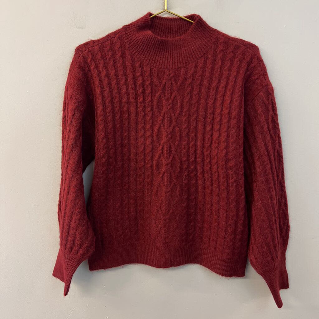 CeCe Red Cable Knit Turtleneck Sweater Medium