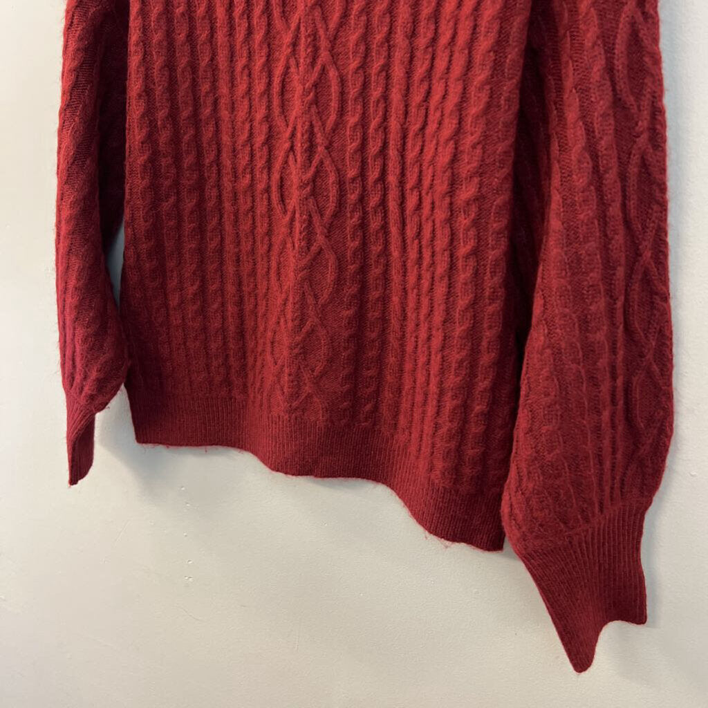 CeCe Red Cable Knit Turtleneck Sweater Medium