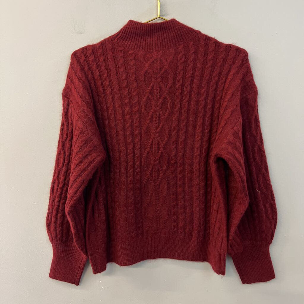 CeCe Red Cable Knit Turtleneck Sweater Medium