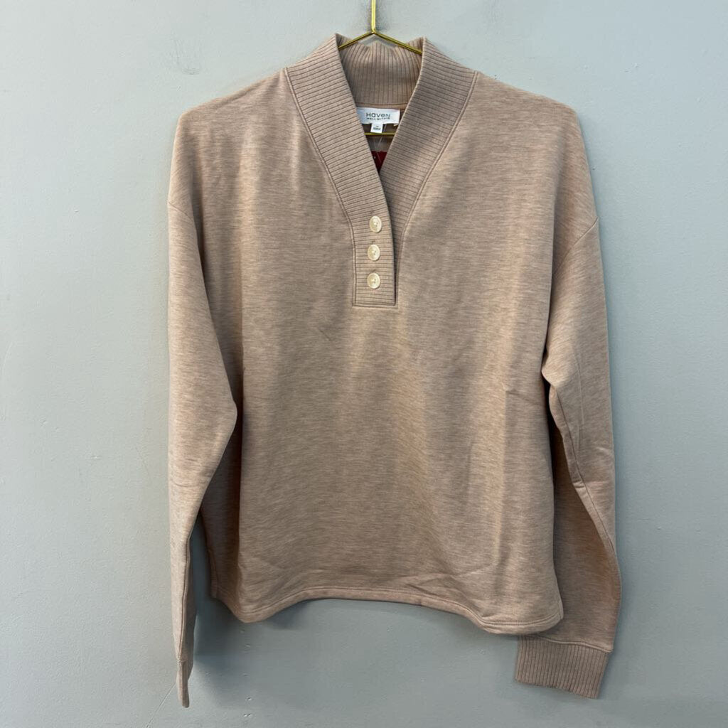 Haven Light Brown Long Sleeve Henley Top Medium