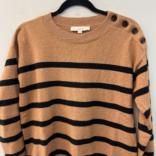 Loft Brown/ Black Striped Long Sleeve Sweater Top Medium