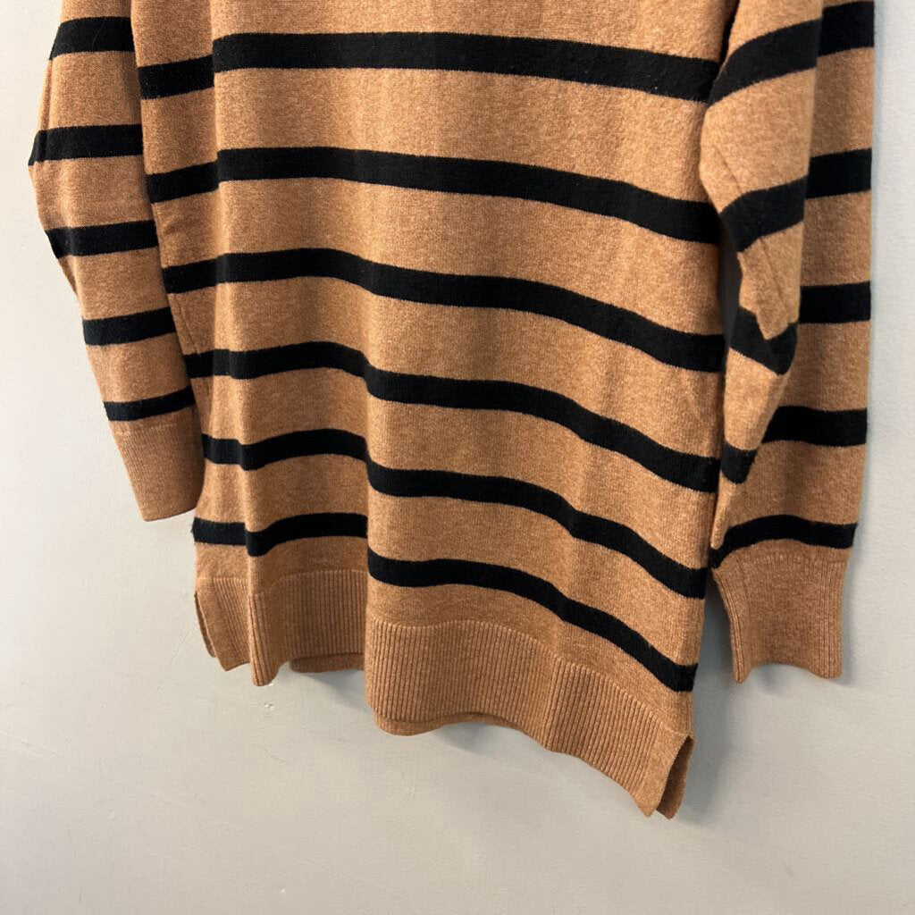 Loft Brown/ Black Striped Long Sleeve Sweater Top Medium