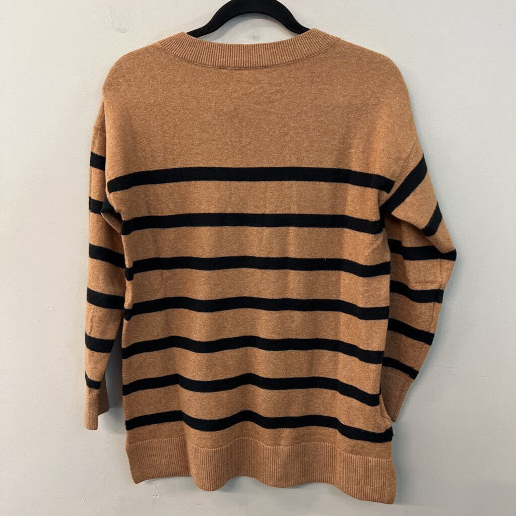 Loft Brown/ Black Striped Long Sleeve Sweater Top Medium