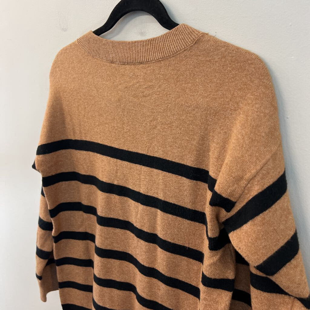 Loft Brown/ Black Striped Long Sleeve Sweater Top Medium
